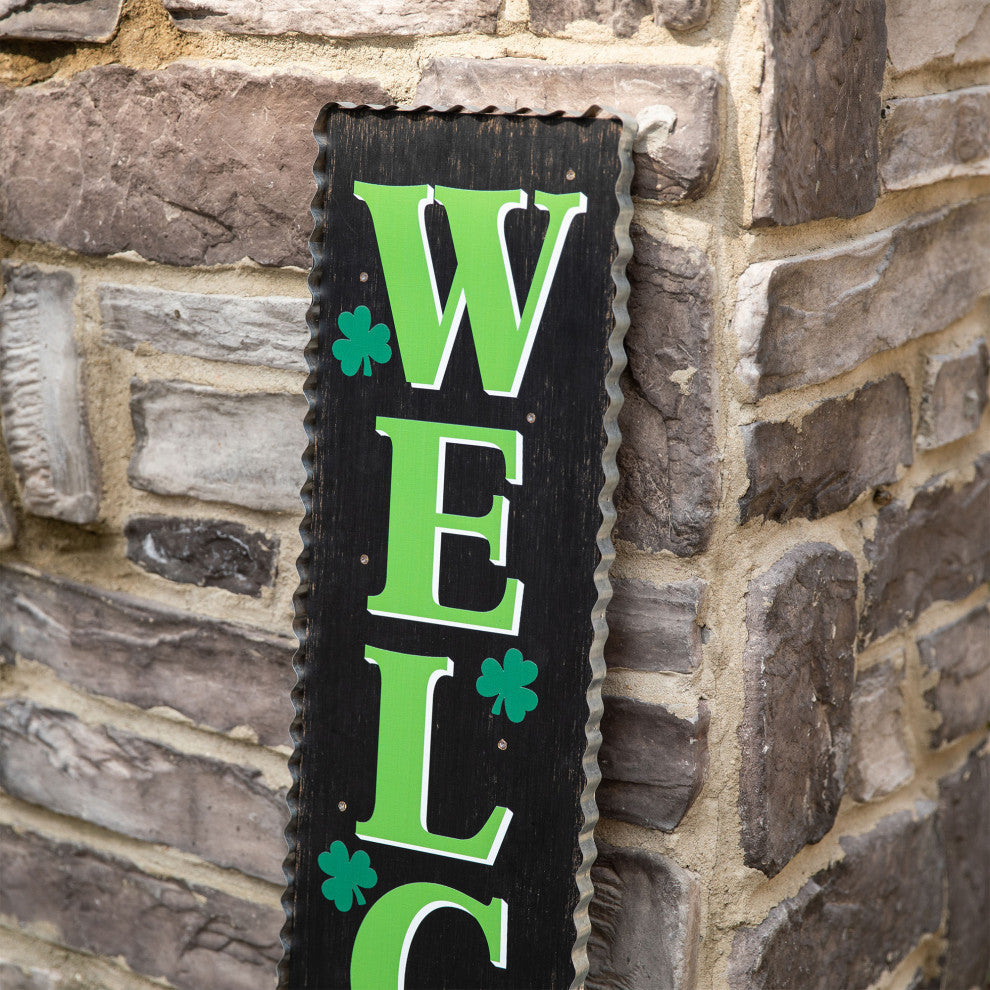 42" Lighted St. Patrick's Wooden "Welcome" Porch Sign