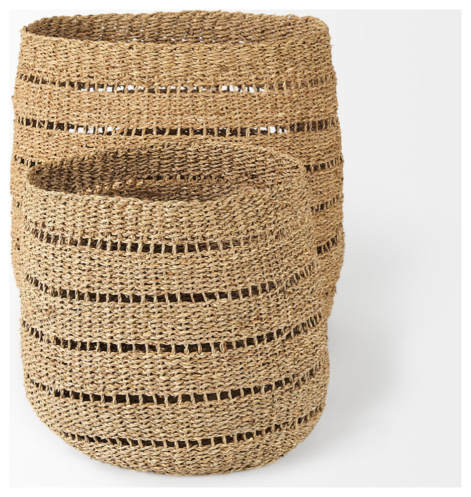 Hayes Medium Brown Seagrass Round Baskets (Set of 2)
