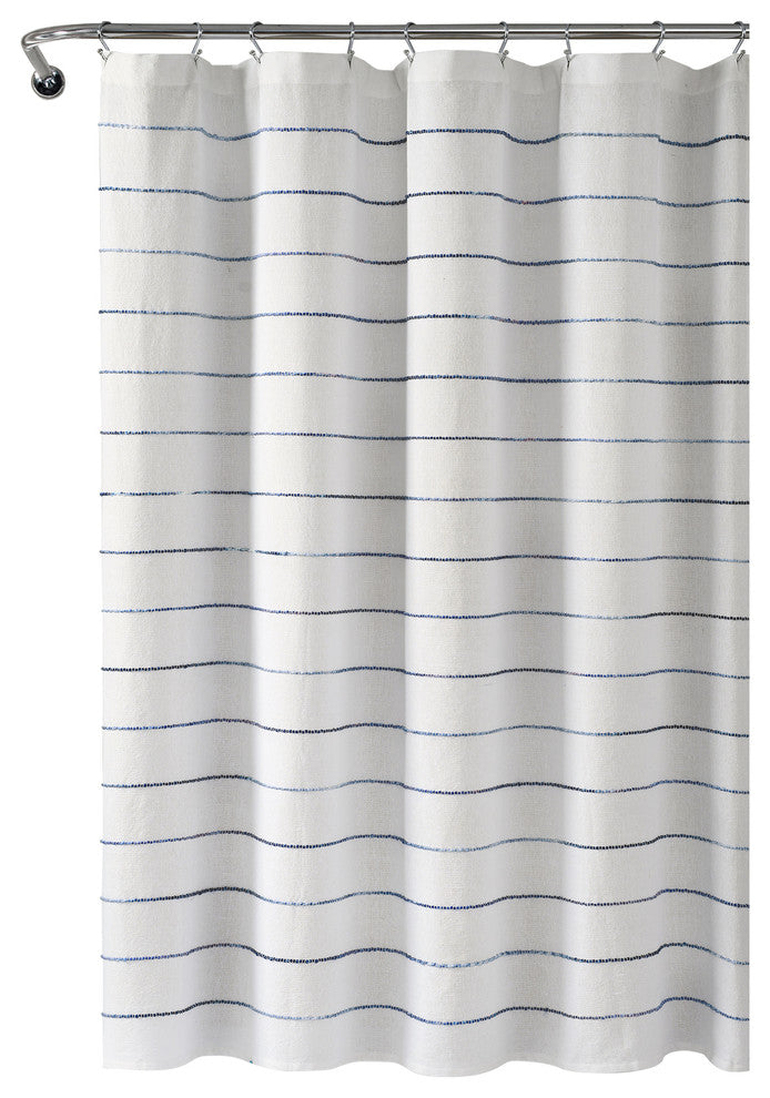Ombre Stripe Yarn Dyed Cotton Shower Curtain, 72"x72", Navy