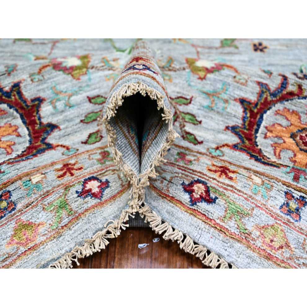 Gray Sultani Motifs Tabriz All Over Design Hand Knotted Oriental Rug 8'9"x11'10"