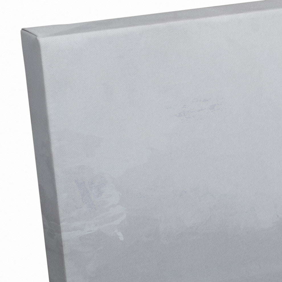 White Barn in Fog 16x16 Canvas Wall Art
