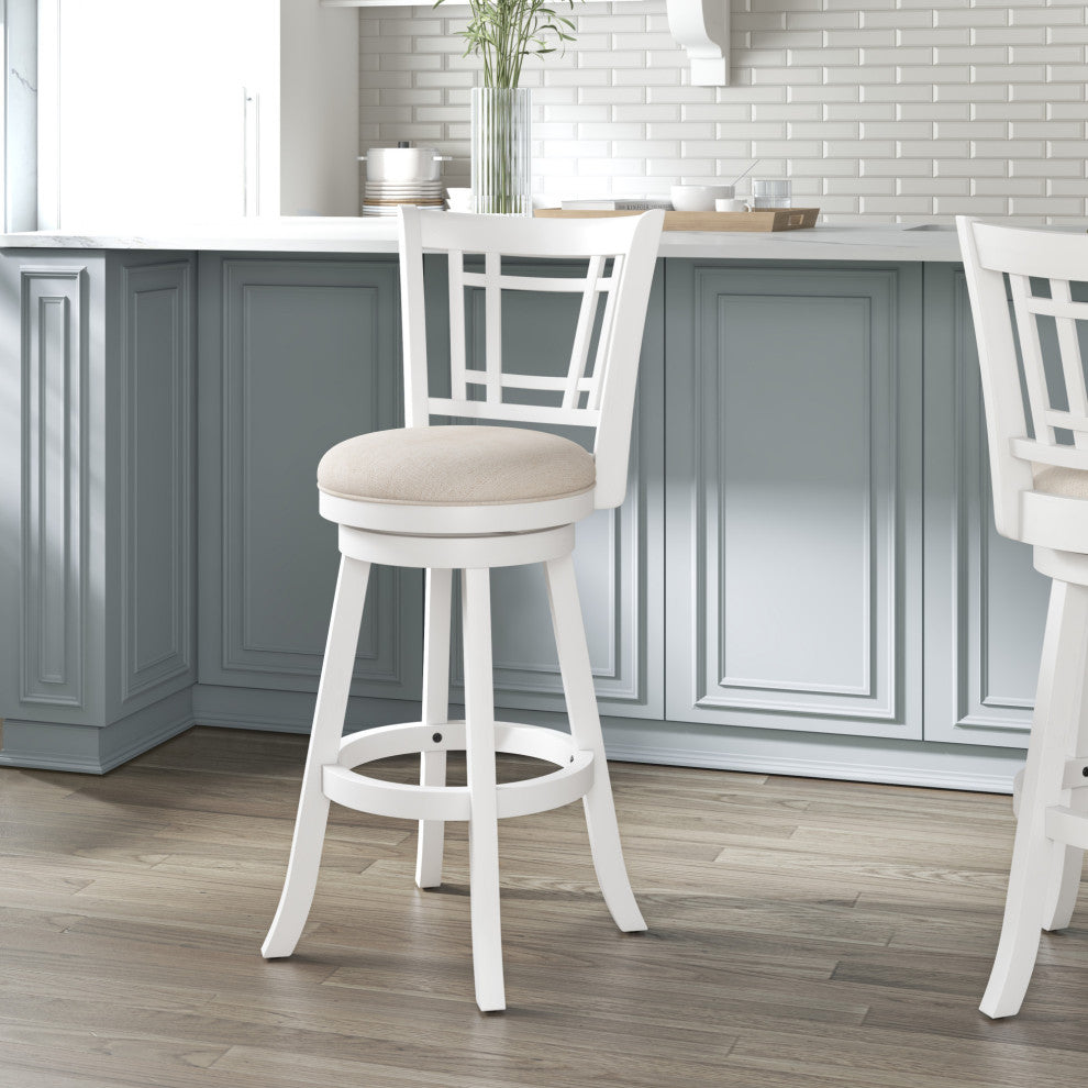 Fairfox Wood Swivel Stool, White, Barstool