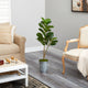 4' Fiddle Leaf Fig Artificial Tree, Metal Planter
