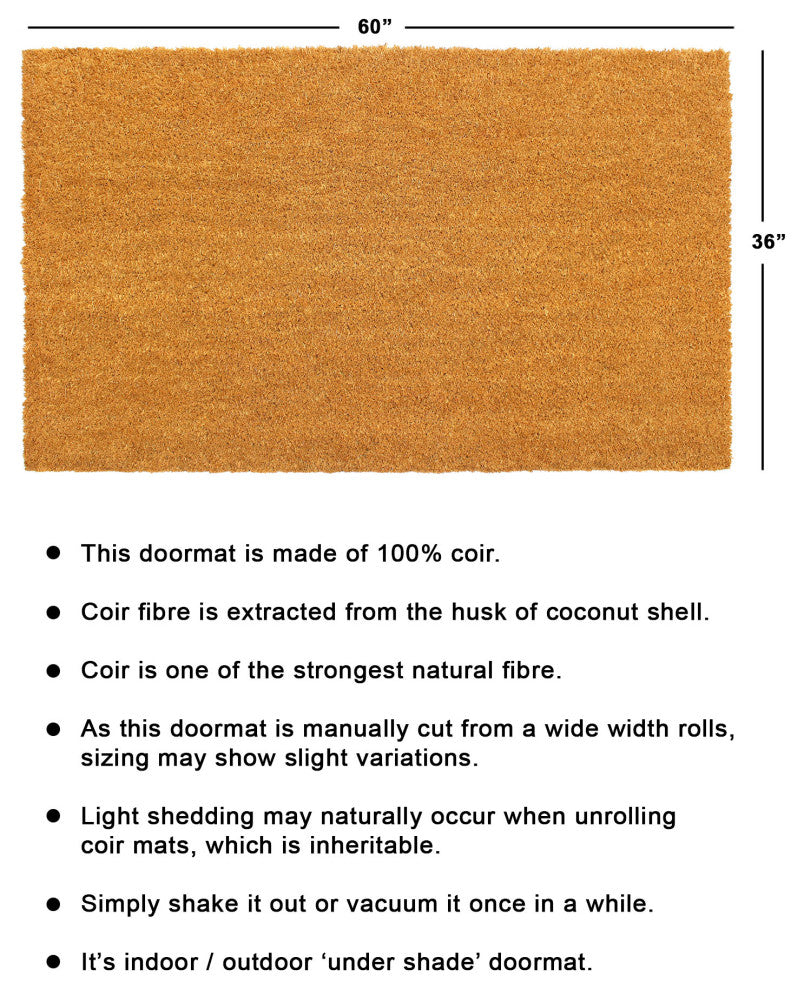 RugSmith Natural Machine Tufted Plain Doormat, 36" x 60"