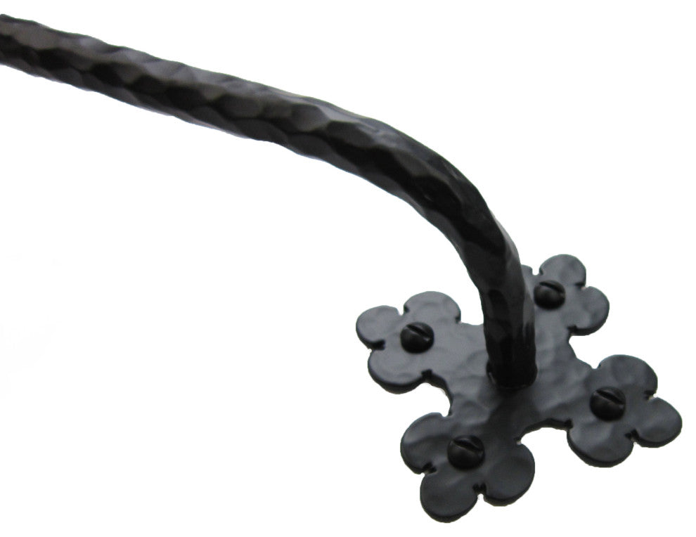 Rustic Spanish Club Wrought Iron Towel Bar BHTB2, Black, 18"