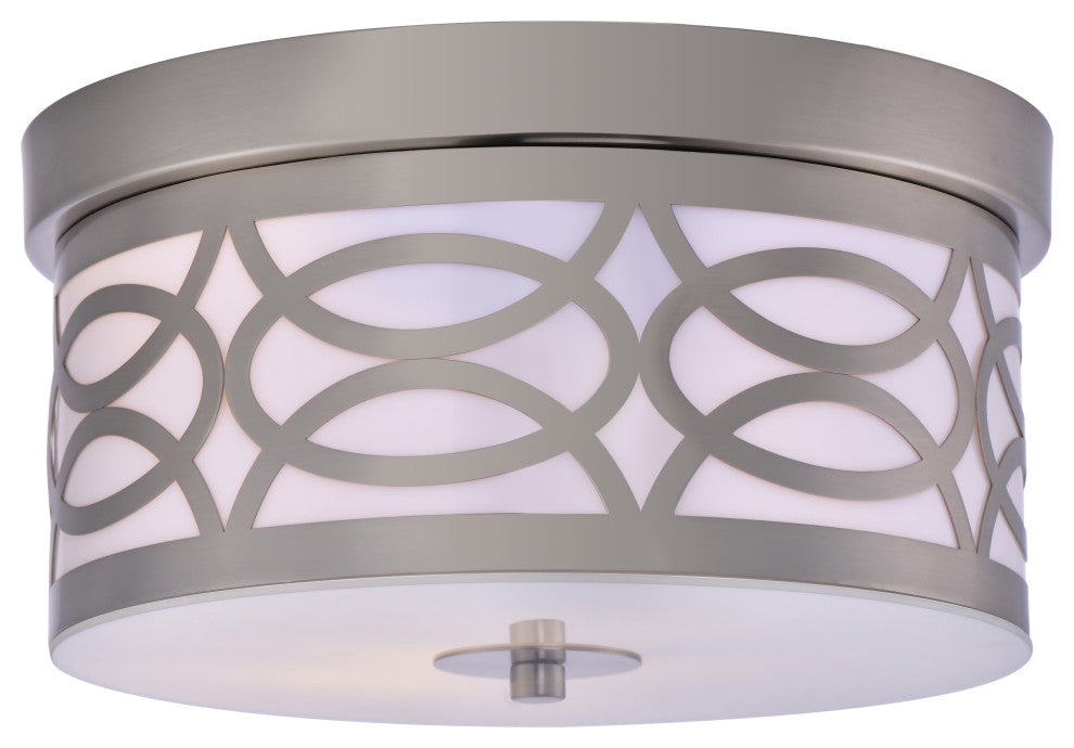 Lazzur Aude 2 Light 12" Satin Nickel Flush Mount Ceiling Light