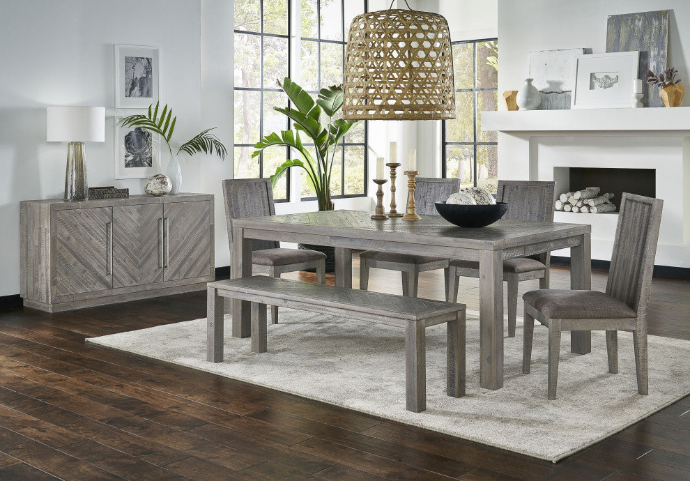 Modus Alexandra Solid Wood Rectangular Dining Table, Rustic Latte