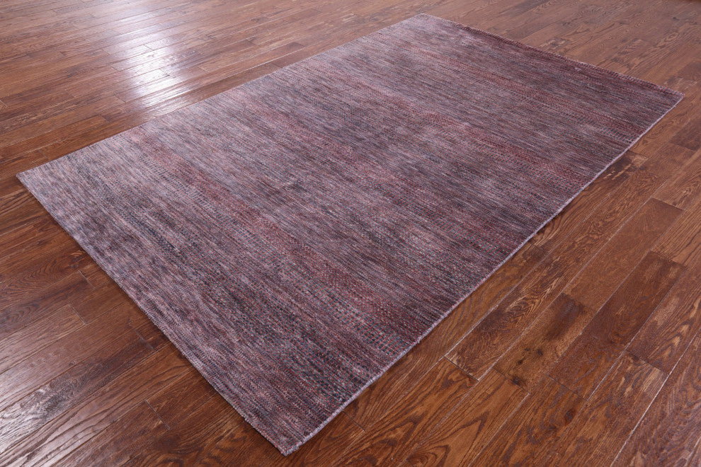 5' 10" X 9' 1" Hand Knotted Wool and Silk Savannah Grass Rug Q11925