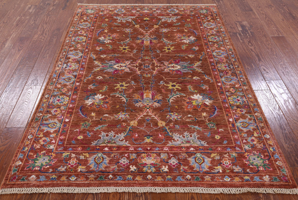 5' 0" X 6' 9" Hand Knotted Persian Tabriz Wool Rug Q7760