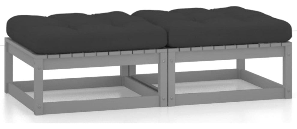 vidaXL Patio Footstools With Cushions 2 pcs Solid Pinewood