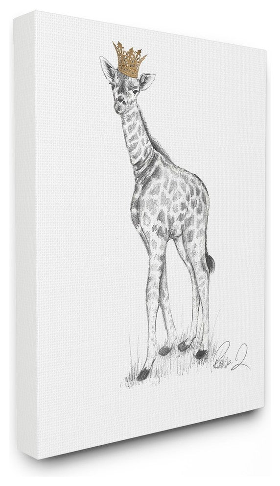 Stupell Ind. Giraffe Royalty Graphite Drawing Wall Art, 24" X 30", Canvas