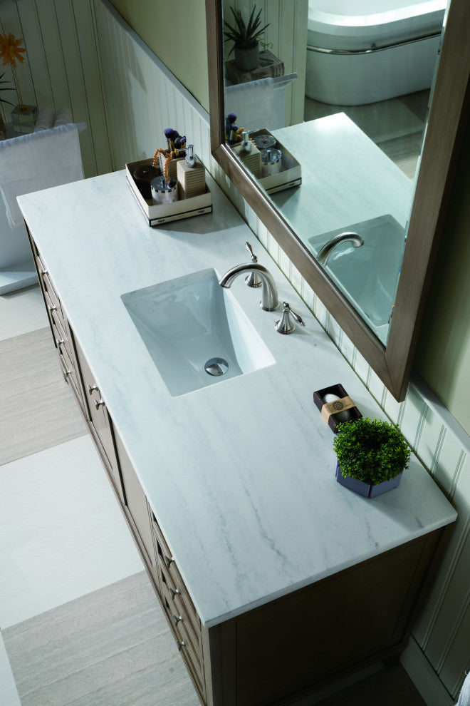 James Martin 305-V60S-WWW-3AF 60 Inch Single Vanity with Solid Surface Top