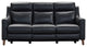 Wisteria Contemporary Sofa In Light Brown Wood Finish And Black Genuine Leather