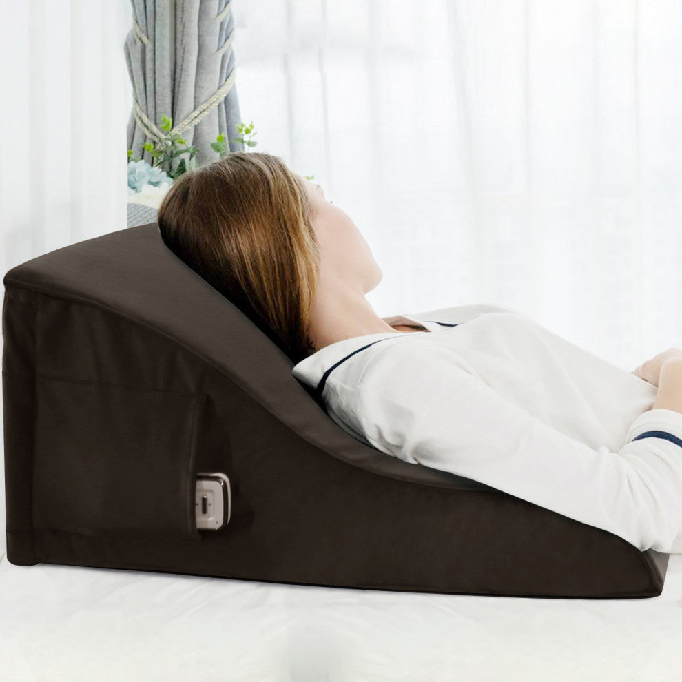 Reading Pillow Bed Foam Wedge Adult for Back Support, Brown, 18x9x21