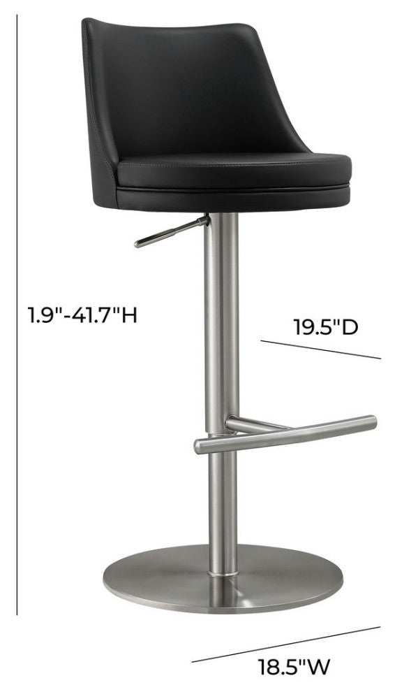 Reagan Black and Silver Adjustable Stool
