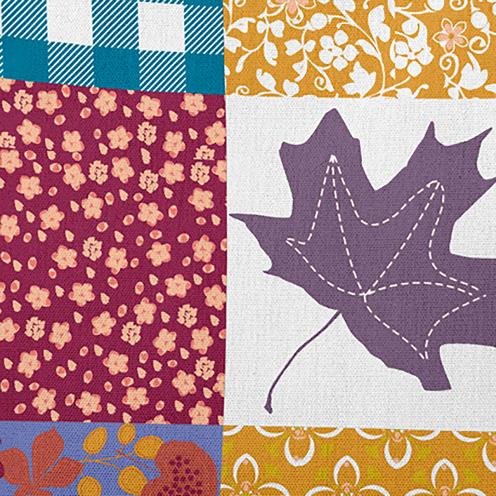 Printed Quilt Leaves Accent Pillow, Larkspur, 26"x26"