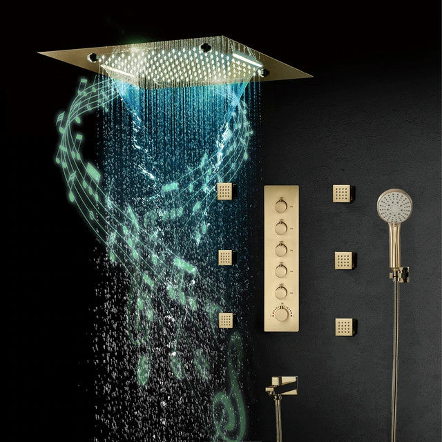 Remote Controlled Rainfall Led Shower System, Style 3 Phone Control Light