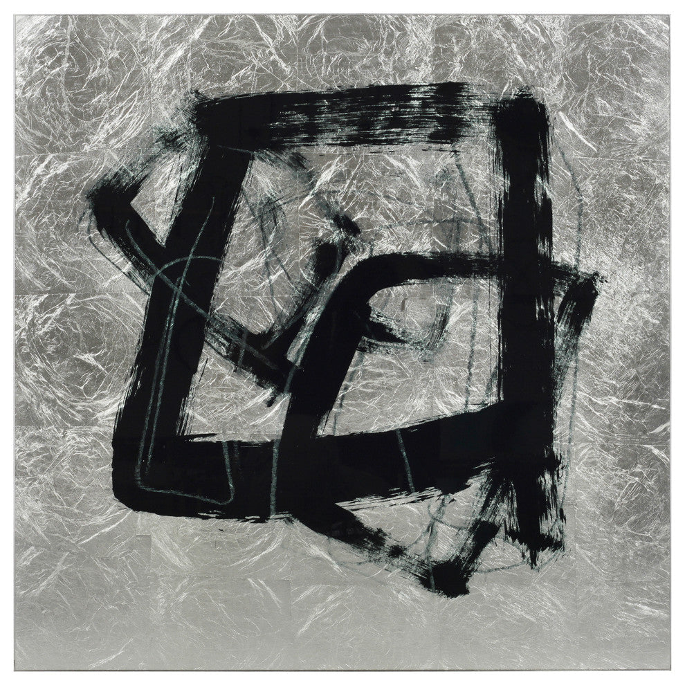 Tessellation Abstract Wall Art Print Tempered Glass With Silver Leaf Set of 2