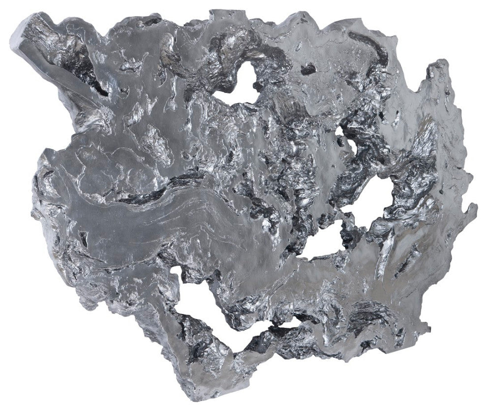 Burled Root Wall Art, Large, Liquid Silver