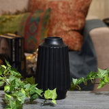 Ceramic Vase, Matte Black, 4.75"x4.75"x8"