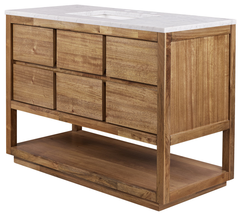 Oakman Marble Top Vanity in Mango Wood, 48