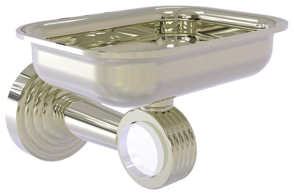Pacific Beach Wall-Mount Soap Dish Holder with Groovy Accents, Polished Nickel