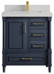Aberdeen 30 Single Sink Bath Vanity in Hale Navy Blue  2" Carrara Quartz