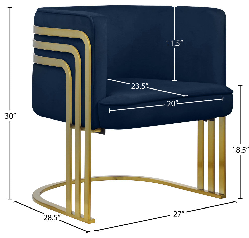 Rays Velvet Upholstered Accent Chair, Navy