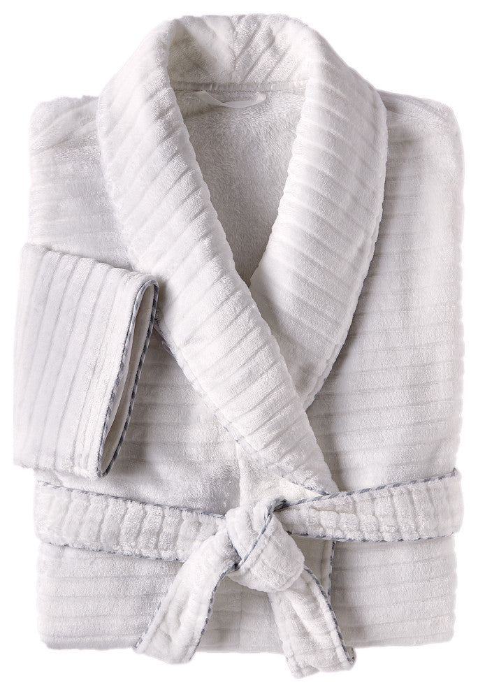Well Being By Sunham Plush Robe, White, X-large