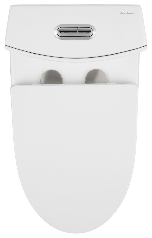 St. Tropez Elongated Toilet, Dual Vortex Flush, Glossy White