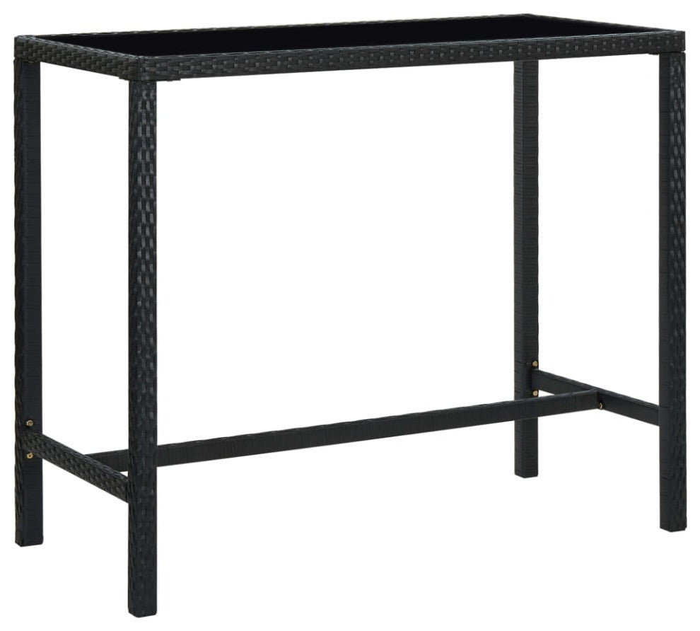 vidaXL Patio Bar Set 7 Piece with Cushions Poly Rattan Black Garden Chair