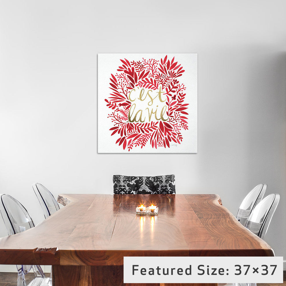 "C'est La Vie Red Artprint" by Cat Coquillette, 26x26x1.5