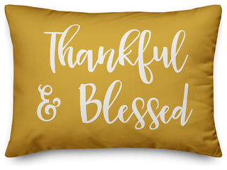 Thankful & Blessed Lumbar Pillow, Mustard, 14"x20"