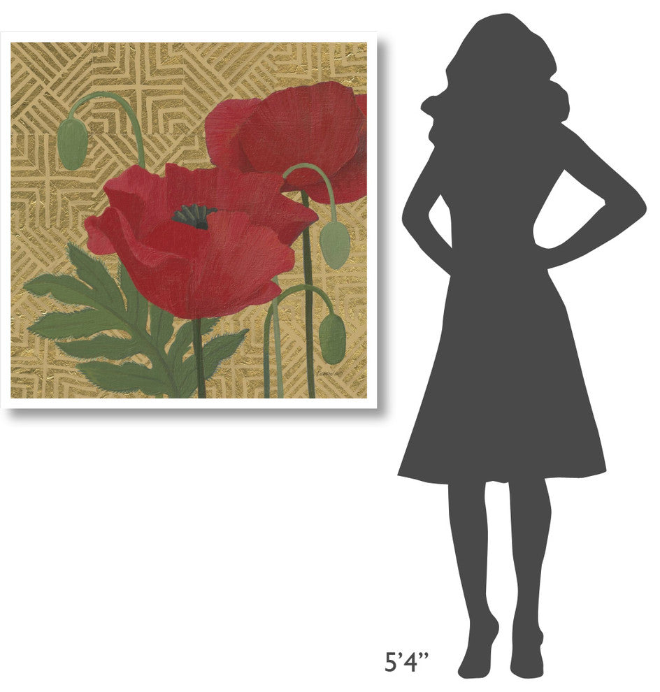 "More Poppies with Pattern" Digital Paper Print by Kathrine Lovell, 38"x38"