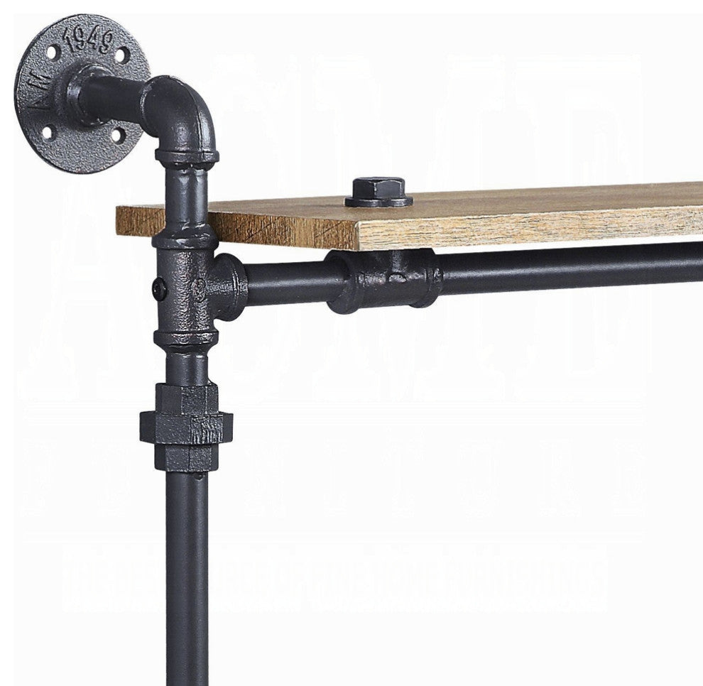 ACME Brantley Wall Rack With 5 Shelves, Oak and Sandy Black Finish