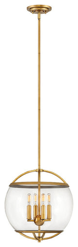 Hinkley Calvin Medium Orb Pendant, Heritage Brass