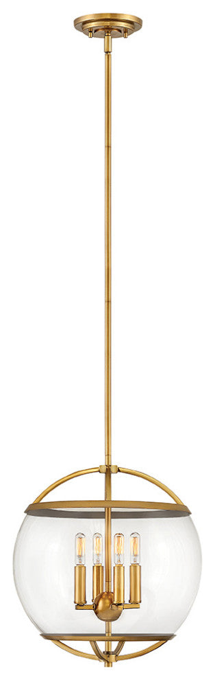 Hinkley Calvin Medium Orb Pendant, Heritage Brass
