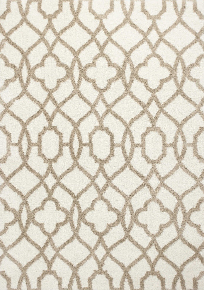 HomeRoots 7 x 10 Microfiber Ivory or Beige Area Rug