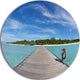 Wooden Pier At Tropical Beach, Wooden Sea Bridge Disc Artwork, 36"