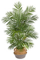 T2932 4' Areca Artificial Palm Branches in Boho Chic Gray Woven Planter