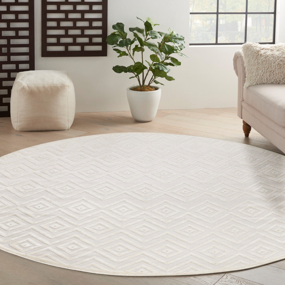 Nourison Versatile 10'' x Round Ivory White Modern Rug