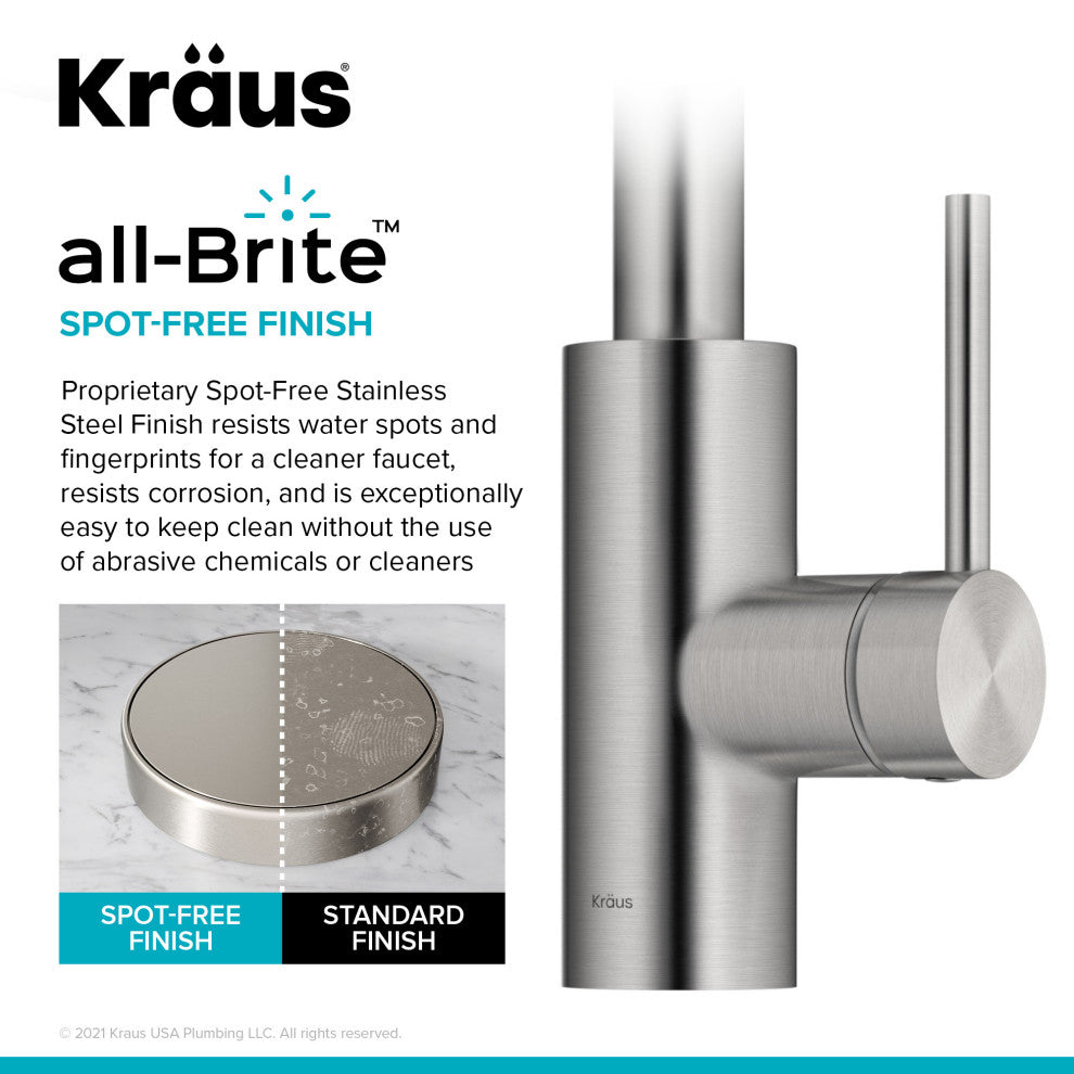 Oletto Pull-Down 1-Hole Kitchen Faucet, Spot Free Stainless Steel