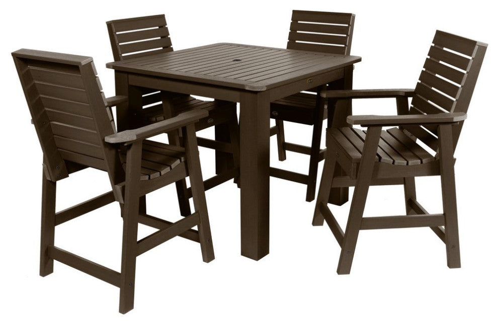 Glennville 5-Piece Square Counter Dining Set, Weathered Acorn