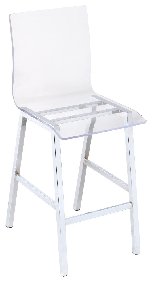 HomeRoots 19" X 16" X 39" Acrylic And Chrome Counter Height Chair