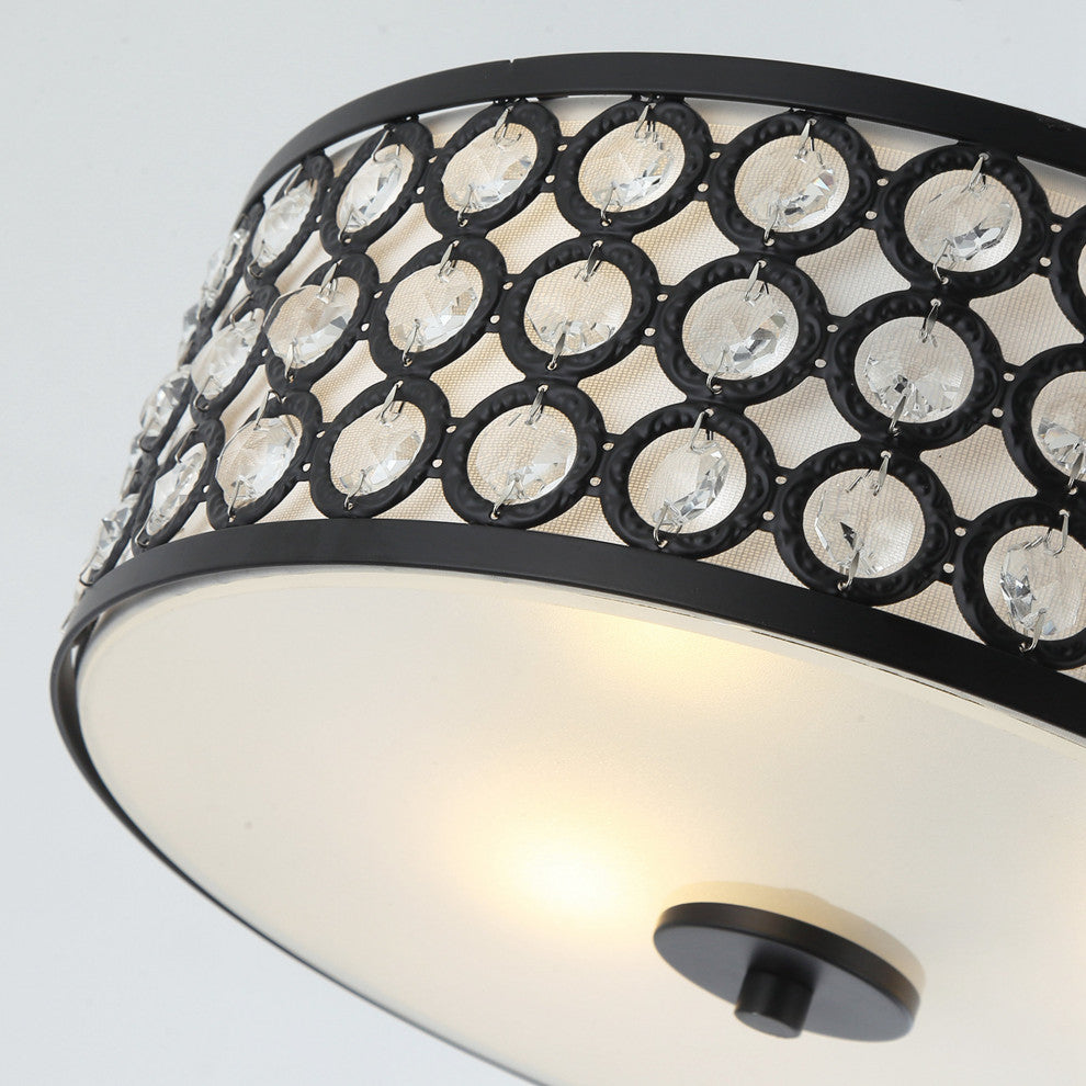3-Light 14 in Modern LED Flush Mount Light With Crystal