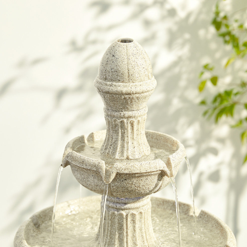 Sand Beige Terrazzo Resin 3-Tier Outdoor Fountain