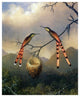 "Two Hummingbirds With Their Young" Paper Print by Martin Johnson Heade, 15"x18"