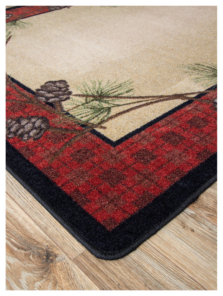 Delicate Pines, Red, 8' Round