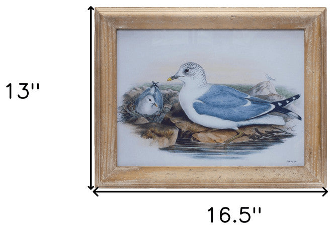 Blue Solid Wood Bird Wall Decor