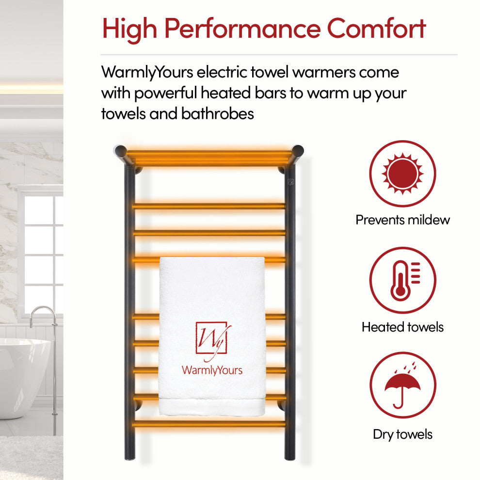 8 Bars Summit Towel Warmer, Dual Connection, Black